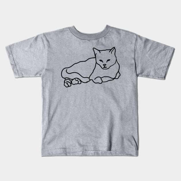 Cat Lying Down Outline Kids T-Shirt by Minervalus-Art